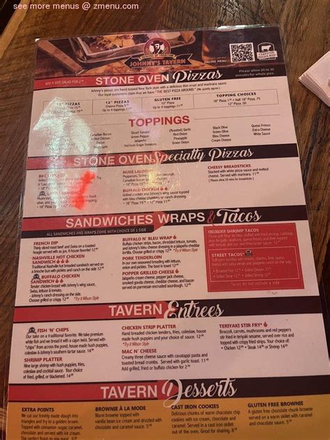 Johnny's Tavern menu .